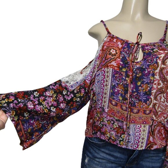 ANTHROPOLOGIE NWT Boho S Peasant Hippie India Gypsy Lace Floral Festival Top - Picture 3 of 11